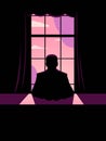 silhouette of the president in the office on the background of the window. President day